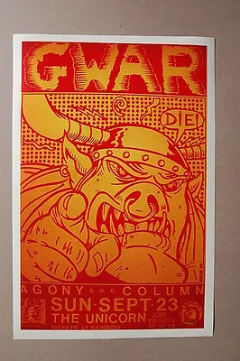 $4.35 • Buy Gwar Concert Tour Poster 1991 Agony Column--