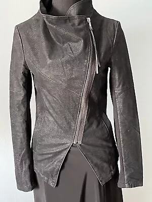 H&M DIVIDED Sz 2 XSmall Women’s Asymmetrical Motorcycle Jacket Black Faux Suede • $24