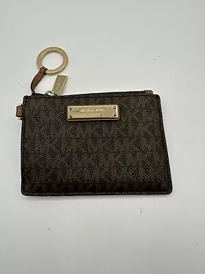 Michael Kors Mercer MK Brown PVC Leather Credit Card ID Photo Coin Key Wallet • $17.44