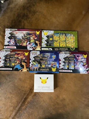 $329 • Buy Pokemon Celebrations ULTIMATE ELITE TRAINER KIT CHARIZARD Collection & Pin Box!