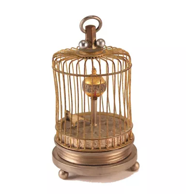 Antique Bird Cage Globe Clock With Animatronic Bird 4 Parts / Repair See Video • $149.99