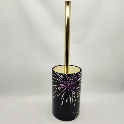 Home Centre Imported Black Gold Firework Style Style Round Toilet Brush Holder • £28.49