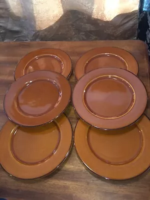 Set Of 6 Varages France Brown Dinner Plate Rim Shape EC • $49.89