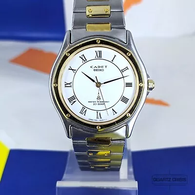 1990 Seiko Cadet 2-Tone Quartz JDM 'Seikoak' Vintage Dress Watch (7N01-6000) • $140