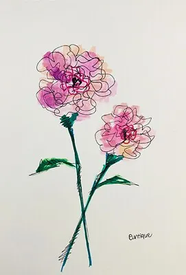 $15 • Buy EUNTIQUE - Original Flower Painting By American Artist EUNTIQUE