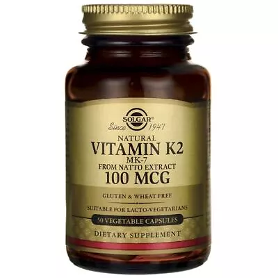 Solgar Natural Vitamin K2 (Mk-7) 100 Mcg 50 Veg Caps • $19.09