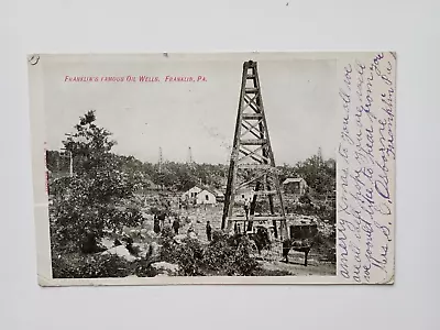 Franklin Pa 1906 Postcard Oil Wells Dericks People Horses Buggy • $7