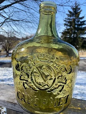 Vidrios San Miguel Recycled Large 3 1/2  Gallon Cabernet Glass Yellow  Wine Jug • $40