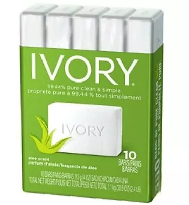 Ivory Bar Soap 99.44% Pure Clean & Simple Soft Smooth Skin Aloe Vera 4oz 10 Bars • $29.95