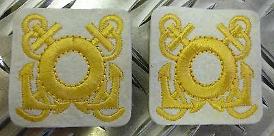 Genuine Naval Embroidered Cross Anchors And Lifebuoy Sew On Patches X 2 Nautical • £2.49