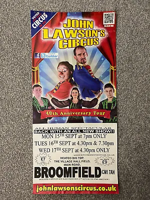 John Lawson's Circus Poster - Broomfield Chelmsford • £5