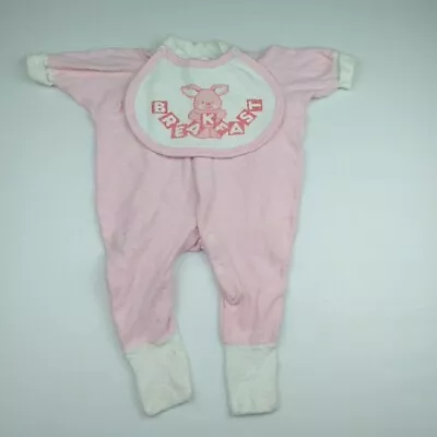 Vintage Bonds Wondersuit Baby Sleepsuit Bib Size 00 Pink Bunny Rabbit Terry • $20