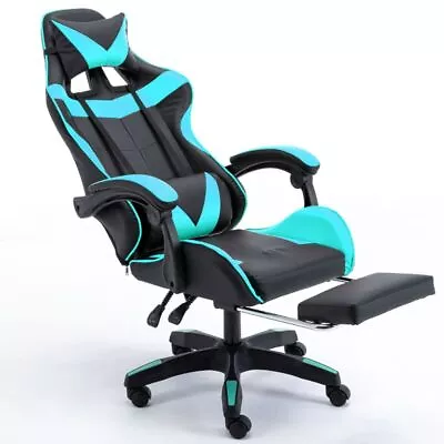 Gaming Office Chair With LED Rim PU Leather Computer Seat Footrest • $107.09