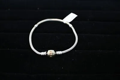 $133 • Buy Pandora Charm Bracelet Two Tone Silver & 14k Gold Smooth Snake