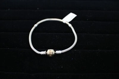 $133 • Buy Pandora Charm Bracelet Two Tone Silver & 14k Gold Smooth Snake