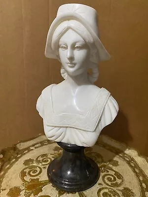 Marble Bust Of A Woman With Braids Wearing A Hat  • $150