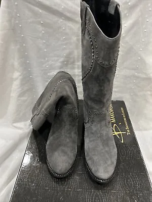 B Makowsky Tall Gray Suede Riding Boots LeAnn Womens 6.5 Western • $28.90