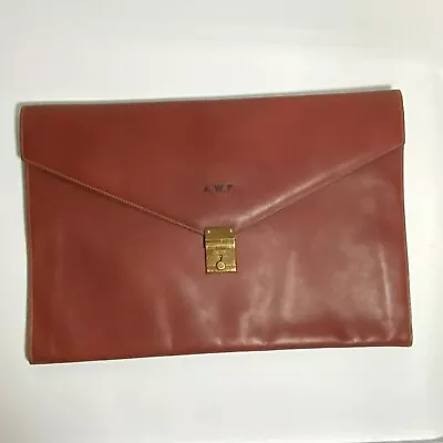 Vintage Mark Cross Brown Leather Portfolio Briefcase Laptop Case Italia Italy • $59