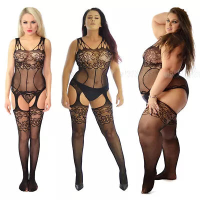 Genuine UK Size 8-24 Body Stockings Bodysuit Nightie Fishnet Sexy Underwear BBW • £7.60