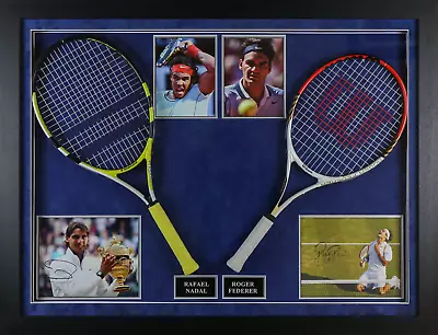 £899 • Buy Rafal Nadal And Roger Federer Signed 12x8 Photograph Framed Display With Tennis