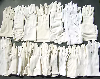 VTG 50s Large Lot Of 18 Pair White/Ivory Cotton Nylon Fabric Ladies Gloves 6-8 • $40