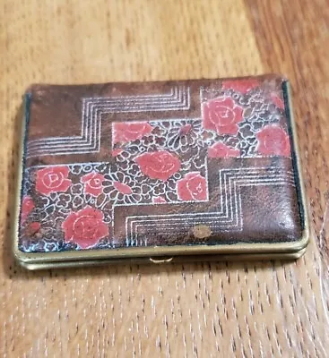 Vintage Mondaine Compact Vanity New York Embossed Leather Makeup Mirror  • $8.95