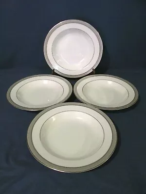 Mikasa Platinum Crown 4 Soup Bowls Platinum Trim & Decor L3428/220 • $32