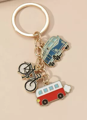 ❤️ VW Camper Van Keyring Key Chain Bag Charm Bike Bus Gift Dad Brother Son Mum • £3.99