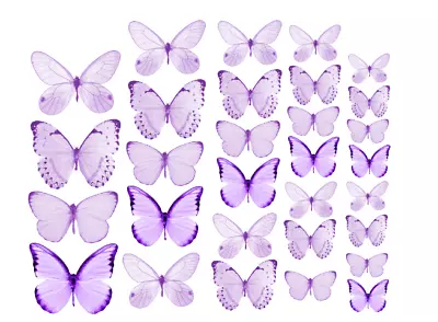 Edible Cupcake Top- 60 PRE CUT LILAC  BUTTERFLIES - Wafer/ Rice Paper Or Icing • £2.75