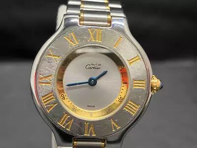 Cartier Must De Cartier Must 21 PL289622 1340 Used Watch Quartz Silver Gold Dial • $1132.69