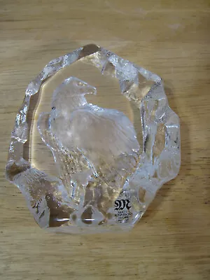 Beautiful Crystal Glass Eagle Sculpture - Mats Jonasson - Handmade Sweden Signed • $34.98