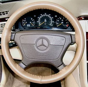 OAK Leather Steering Wheel Cover 1998-2009 Mercedes Wheelskins Size C • $62.50