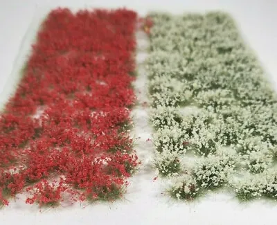 Self Adhesive Static Grass Tufts For Miniature Scenery-Red/White Flowers-4mm • $12.49