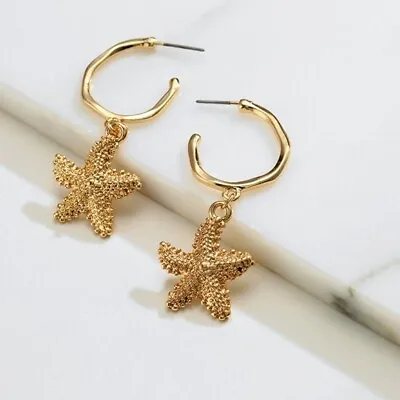 Gold Hoop Starfish/beach Earring • $4.99