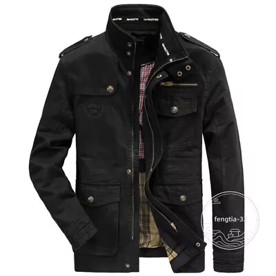 Mens Jackets Casual Coat Male Military Jacket Men Cotton Outdoor Multi-pocket • $51.29