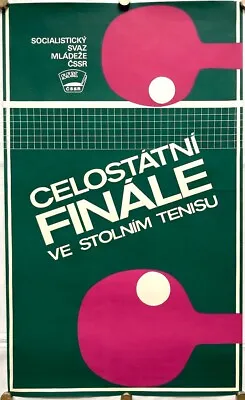 Original Vintage Poster TABLE TENNIS - NATIONAL FINALS - CZECHOSLOVAKIA- 1970s • $199