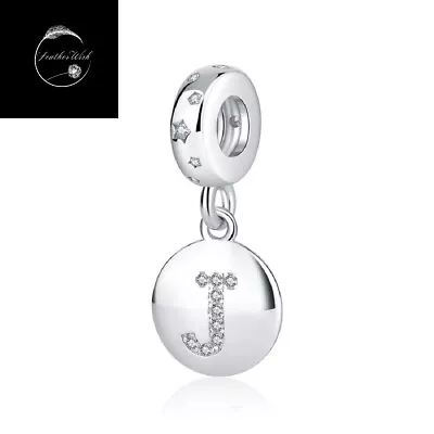 Genuine Sterling Silver 925 Alphabet Initial Letter J Pendant Dangle Charm CZ • £21.99