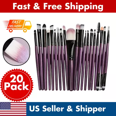 Makeup Brush Set 20Pcs Cosmetic Brushes Proffesional Tools Powder Concealer Kit • $6.80