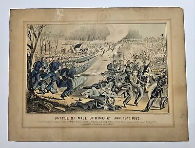 Currier And Ives Lithograph  Battle Of Mill Spring Ky. Jan 19th 1862.  Civil War • $19.99