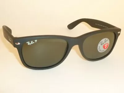 Ray Ban NEW WAYFARER Sunglasses Matte Black Rubber RB 2132 622/58 Polarized 55mm • $157.95