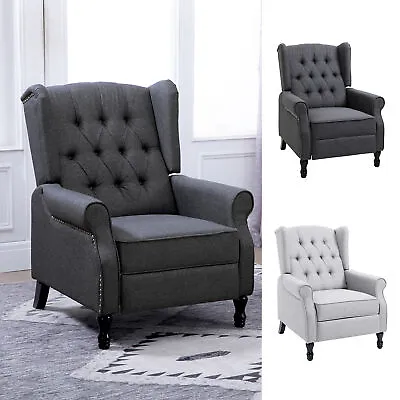 Recliner Armchair For Living Room Fabric Reclining Chair W/ Footrest • £174.99