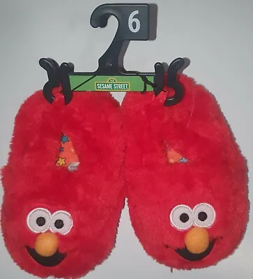 Sesame Street Elmo Little Kids Red Slippers House Shoes Child Size 6 • $13.99