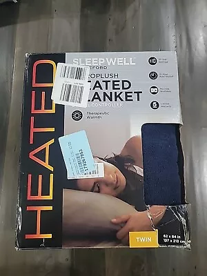 Sleep Well By Biddeford Micro Plush Heated Blanket Twin Size - Color Blue • $45