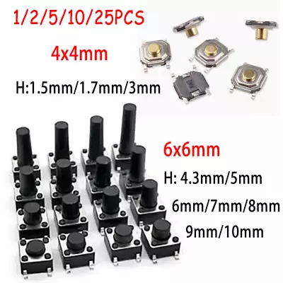 Micro Momentary Tactile Push Button Switch PCB Round Button Black Small Mini SMD • $4.10