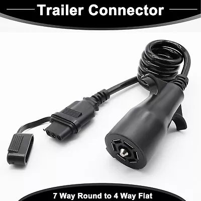 7 Way Round To 4Way Flat RV Truck Adapter Wiring Trailer Connector Plug Socket • $13.90