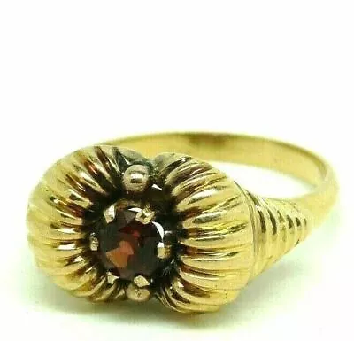 Vintage Ring Years' 40 Gold Solid 18 Carats Italy With Garnet Mandarin • $524.73