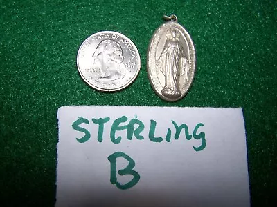 Vintage Sterling Silver Miraculous Medal Pendant 1830 Mary Pray For Us Catholic • $29.95