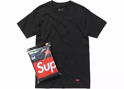 Supreme Box Logo Hanes Tagless Tee T-Shirt 3-Pack Medium M Black SS20 NWT!!! • $64
