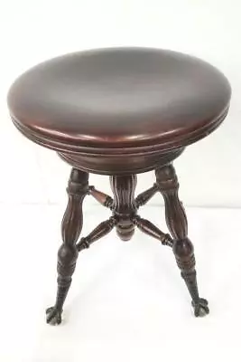 Antique Victorian A Merriam Co. Wood Glass Ball Clawfoot Piano Stool  • $275.50