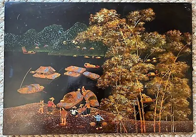 Vietnamese Lacquer Painting Thu Dau Mot Mid Century  • $500